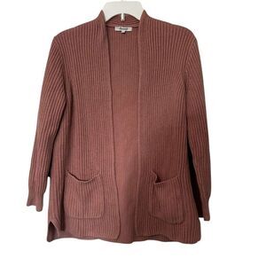 Madewell Nolan Ribbed Open Front Cardigan Women Small Pink Slouchy